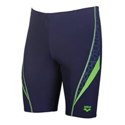 Arena - Microcarbonite Junior Jammers - Navy Blue/Green Leaf