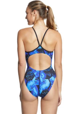 Dolfin - Graphlite Series Rogue V-Back One Piece Swimsuit (Blue) -Cheap The Best Swimwear Store dolfin graphlite rogue v back ladies one piece blue 717 7