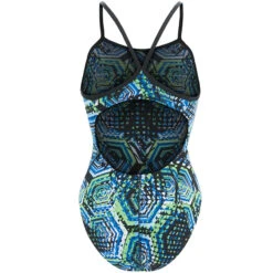 Dolfin - Reliance Hive V-Back Once Piece Swimsuit (Blue/Green) -Cheap The Best Swimwear Store dolfin reliance hive v back once piece swimsuit blue green 4