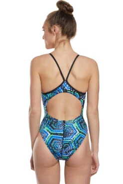 Dolfin - Reliance Hive V-Back Once Piece Swimsuit (Blue/Green) -Cheap The Best Swimwear Store dolfin reliance hive v back once piece swimsuit blue green 7