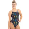 Dolfin Uglies - Dancing Skeletons V-2 Back One Piece Swimsuit