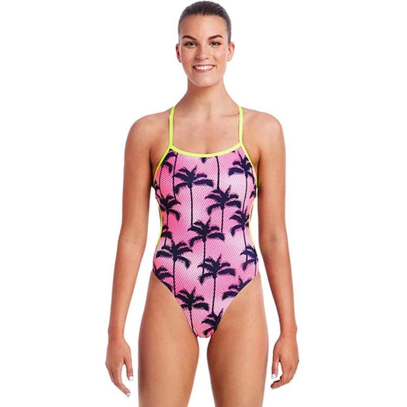 Funkita - Pop Palms - Ladies Cut Away Tie Back One Piece 1 Funkita - Pop Palms - Ladies Cut Away Tie Back One Piece