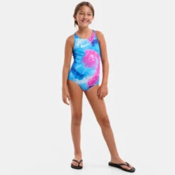 Nike - Girls' Tie Dye Spiderback One Piece (Photo Blue) -Cheap The Best Swimwear Store nike girls tie dye spiderback one piece photo blue 9