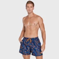 Nike - Men's Swim Logo Mash-up 5" Volley Short (Midnight Navy) -Cheap The Best Swimwear Store nike mens swim logo mash up 5 volley short midnight navy 4
