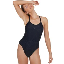 Speedo - Boomstar Turnback Swimsuit - Black/Grey