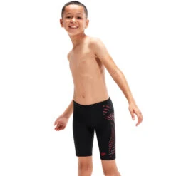 Speedo - Boys Placement Print Jammer - Black/Red