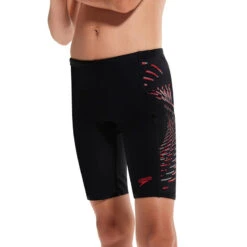 Speedo - Boys Placement Print Jammer - Black/Red -Cheap The Best Swimwear Store speedo boys placement print jammer black red 4