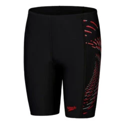 Speedo - Boys Placement Print Jammer - Black/Red -Cheap The Best Swimwear Store speedo boys placement print jammer black red 8
