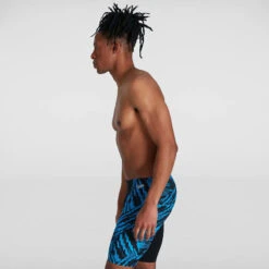 Speedo - Men's Allover V-Cut Jammer - Black/Blue -Cheap The Best Swimwear Store speedo mens allover v cut jammer black blue 6