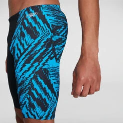 Speedo - Men's Allover V-Cut Jammer - Black/Blue -Cheap The Best Swimwear Store speedo mens allover v cut jammer black blue 7