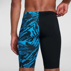 Speedo - Men's Allover V-Cut Jammer - Black/Blue -Cheap The Best Swimwear Store speedo mens allover v cut jammer black blue 8