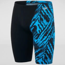 Speedo - Men's Allover V-Cut Jammer - Black/Blue -Cheap The Best Swimwear Store speedo mens allover v cut jammer black blue 9