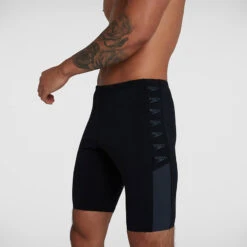 Speedo - Mens Boom Logo Splice Jammer - Black/Grey -Cheap The Best Swimwear Store speedo mens boom logo splice jammer black grey 8