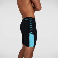 Speedo - Mens Boom Logo Splice Jammer - Black/Light Blue -Cheap The Best Swimwear Store speedo mens boom logo splice jammer black light blue 6