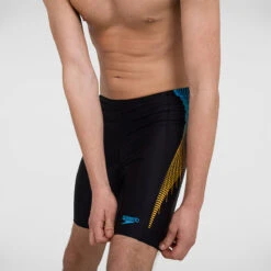 Speedo - Mens Tech Panel Jammer - Black/Mango -Cheap The Best Swimwear Store speedo mens tech panel jammer black mango 6
