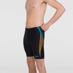 Speedo - Mens Tech Panel Jammer - Black/Mango -Cheap The Best Swimwear Store speedo mens tech panel jammer black mango 7