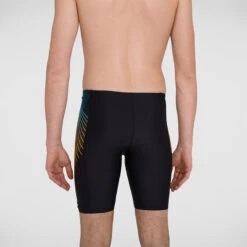 Speedo - Mens Tech Panel Jammer - Black/Mango -Cheap The Best Swimwear Store speedo mens tech panel jammer black mango 8