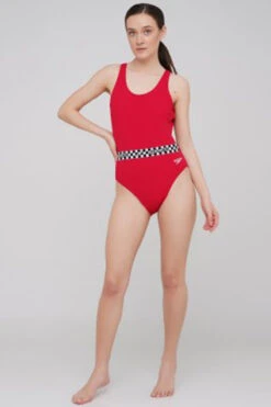 Speedo - Womens Belted Deep U-Back Swimsuit - Red -Cheap The Best Swimwear Store speedo womens belted deep u back swimsuit red 15