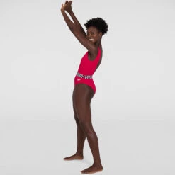 Speedo - Womens Belted Deep U-Back Swimsuit - Red -Cheap The Best Swimwear Store speedo womens belted deep u back swimsuit red 5