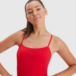 Speedo - Women's Eco Endurance+ Thinstrap Swimsuit - Red/Red -Cheap The Best Swimwear Store speedo womens eco endurance thinstrap swimsuit red red 5