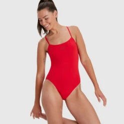 Speedo - Women's Eco Endurance+ Thinstrap Swimsuit - Red/Red -Cheap The Best Swimwear Store speedo womens eco endurance thinstrap swimsuit red red 6
