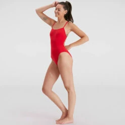 Speedo - Women's Eco Endurance+ Thinstrap Swimsuit - Red/Red -Cheap The Best Swimwear Store speedo womens eco endurance thinstrap swimsuit red red 7