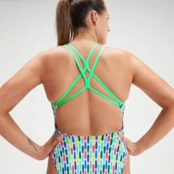 Speedo - Womens Surfboard Print Allover Digital Starback Swimsuit - Green/White -Cheap The Best Swimwear Store speedo womens surfboard print allover digital starback swimsuit green white 5