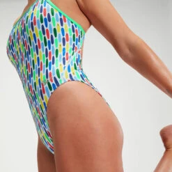 Speedo - Womens Surfboard Print Allover Digital Starback Swimsuit - Green/White -Cheap The Best Swimwear Store speedo womens surfboard print allover digital starback swimsuit green white 6