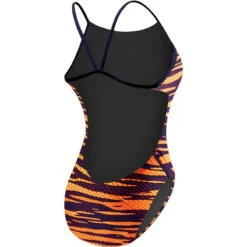 TYR - Crypsis Cutoutfit Ladies Swimsuit - Navy/Orange -Cheap The Best Swimwear Store tyr crypsis womens cutoutfit durafast elite print titanium 406 4