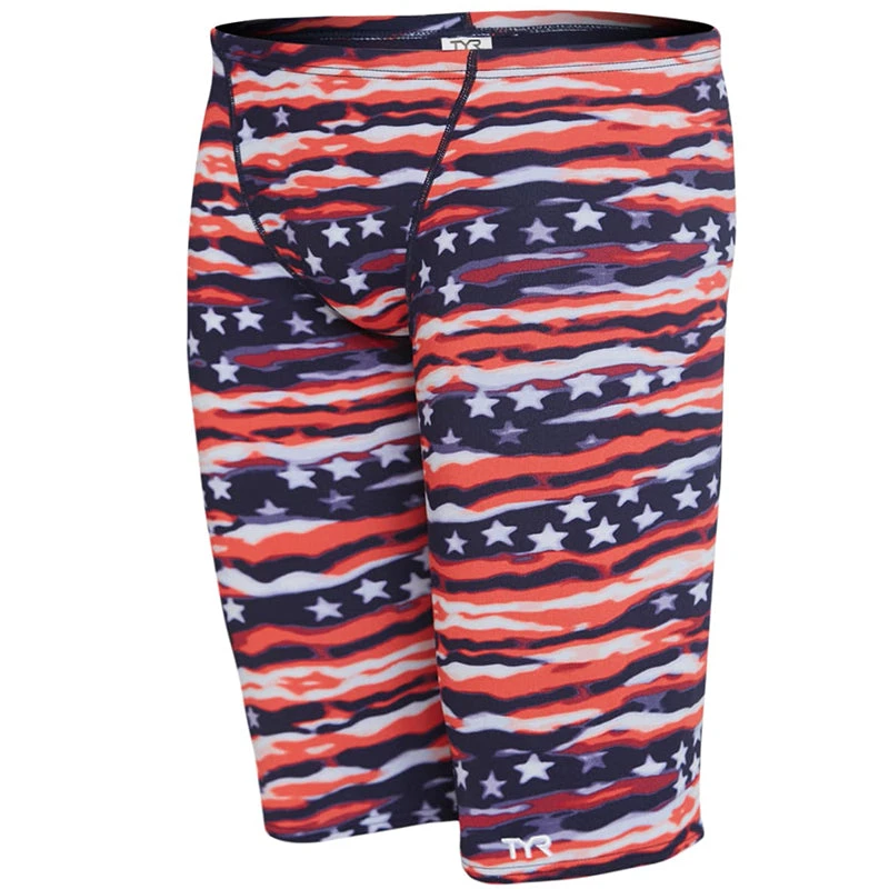 TYR - Men’s All American All Over Jammer Swimsuit - Red/White/Blue 3 TYR - Men’s All American All Over Jammer Swimsuit - Red/White/Blue - Image 3